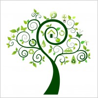 Green tree with ecology icons 